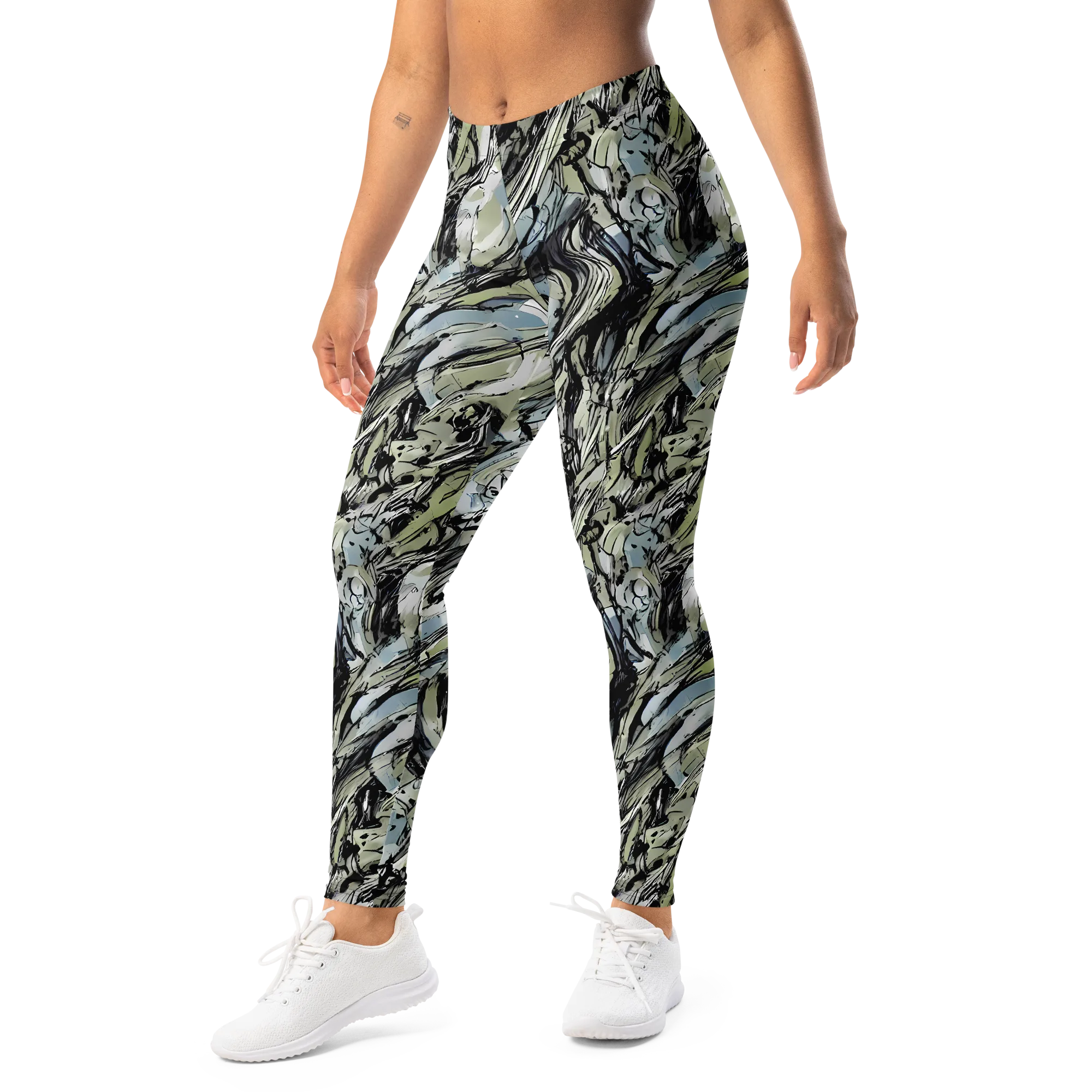 Marble Nocturne on Leggings — Left Front