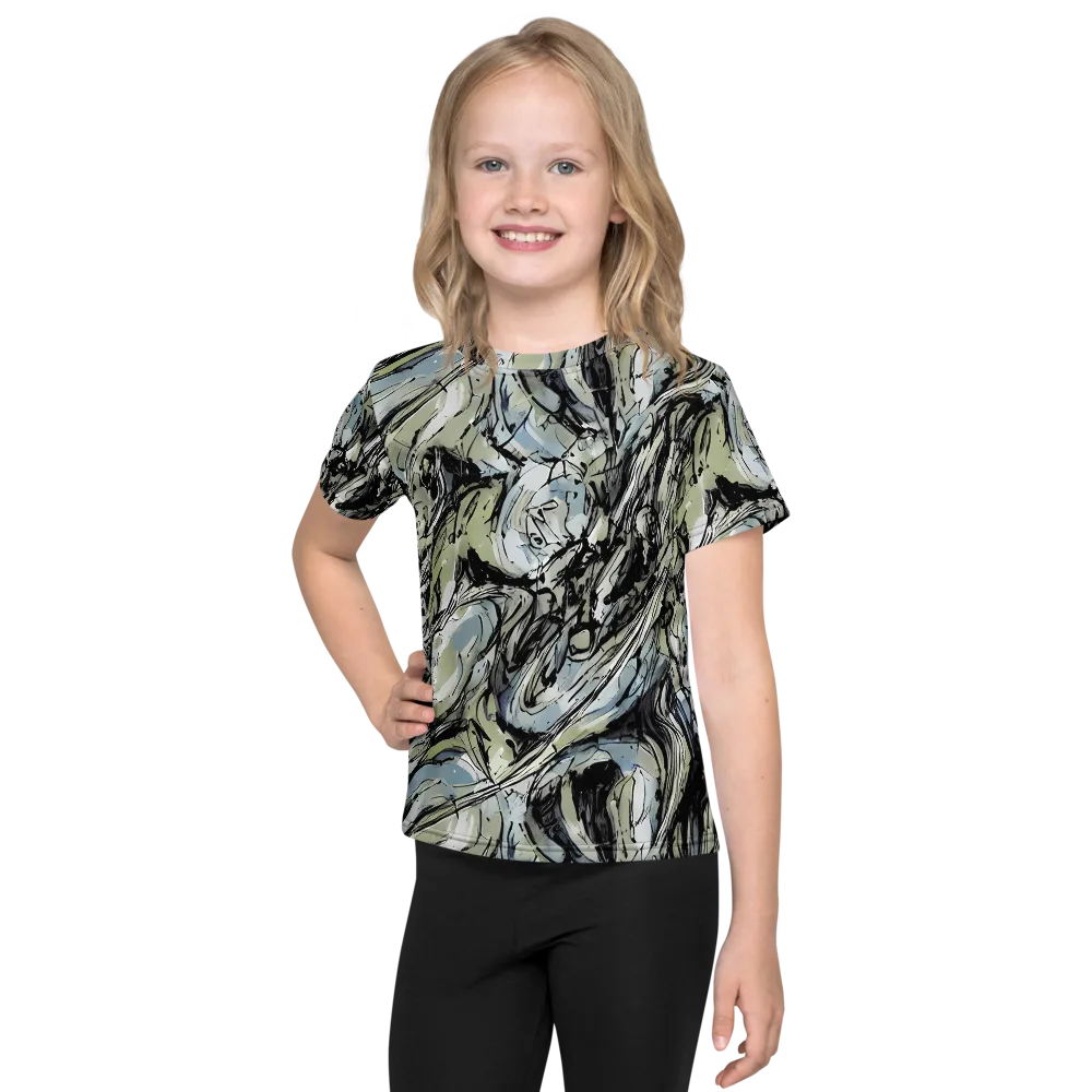 Marble Nocturne on Kids Crew Neck T-Shirt — Front
