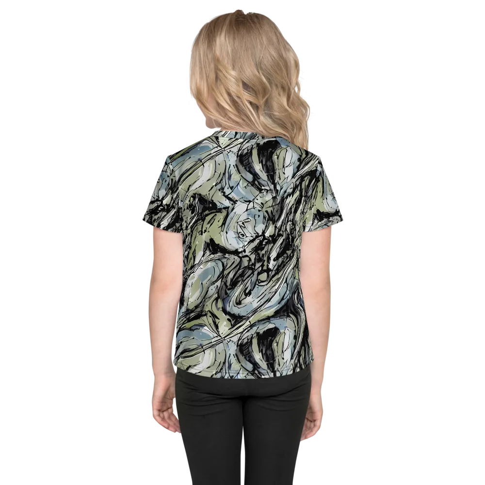 Marble Nocturne on Kids Crew Neck T-Shirt — Back