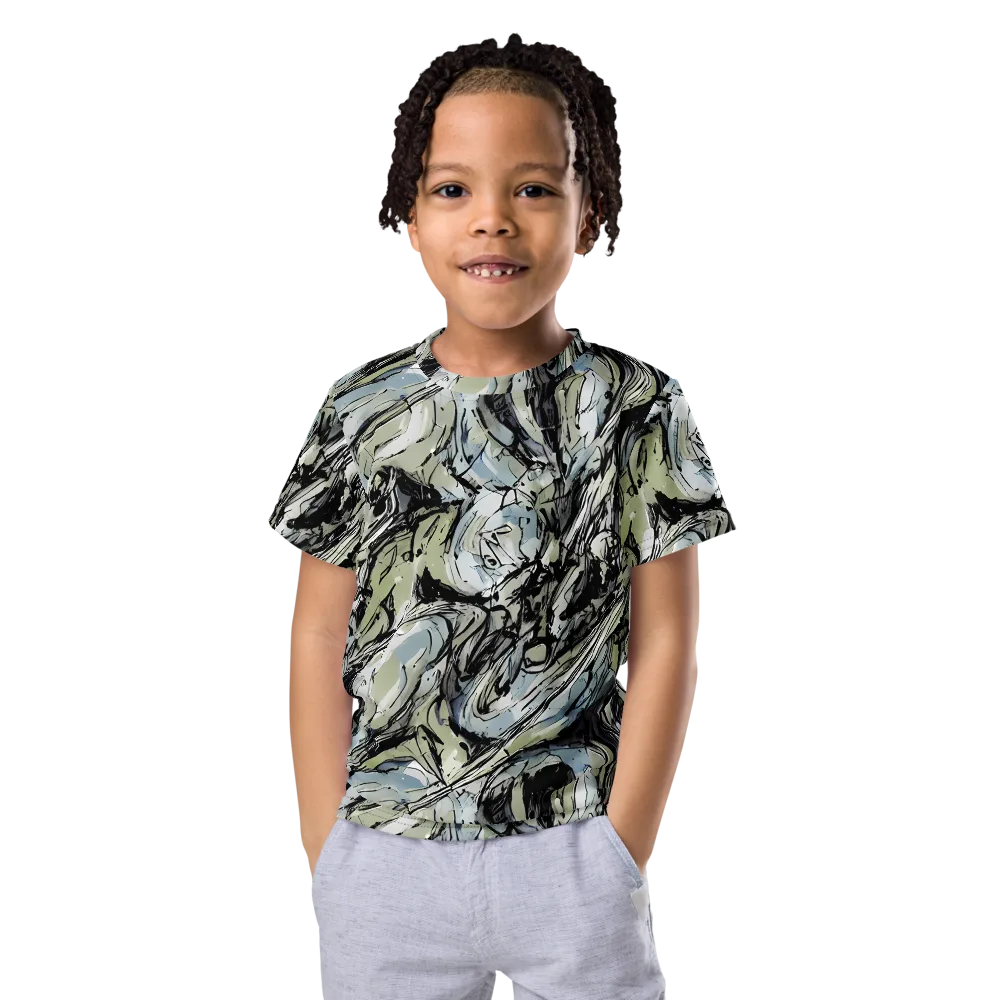 Marble Nocturne on Kids Crew Neck T-Shirt — Front