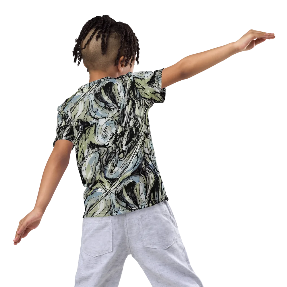 Marble Nocturne on Kids Crew Neck T-Shirt — Back
