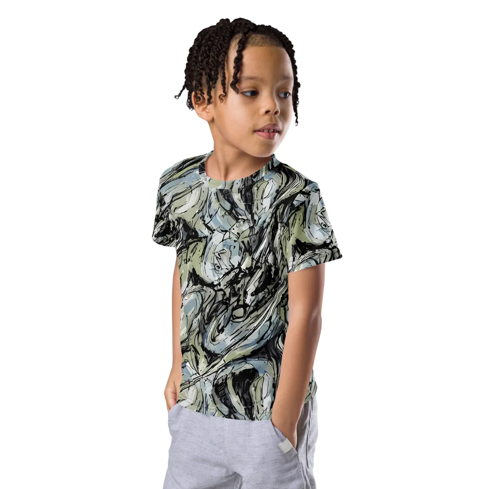 Marble Nocturne on Kids Crew Neck T-Shirt — Left Front