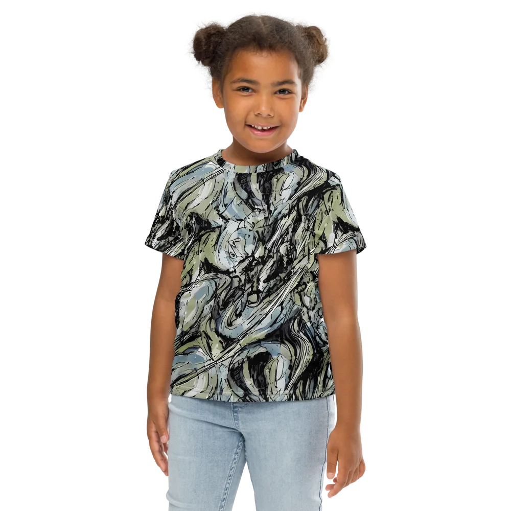 Marble Nocturne on Kids Crew Neck T-Shirt — Front