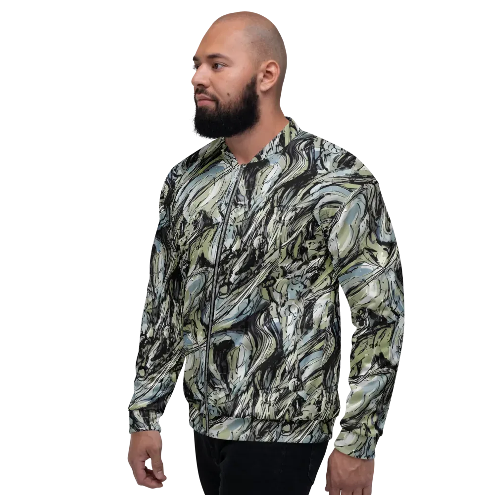 Marble Nocturne on Bomber Jacket — Left