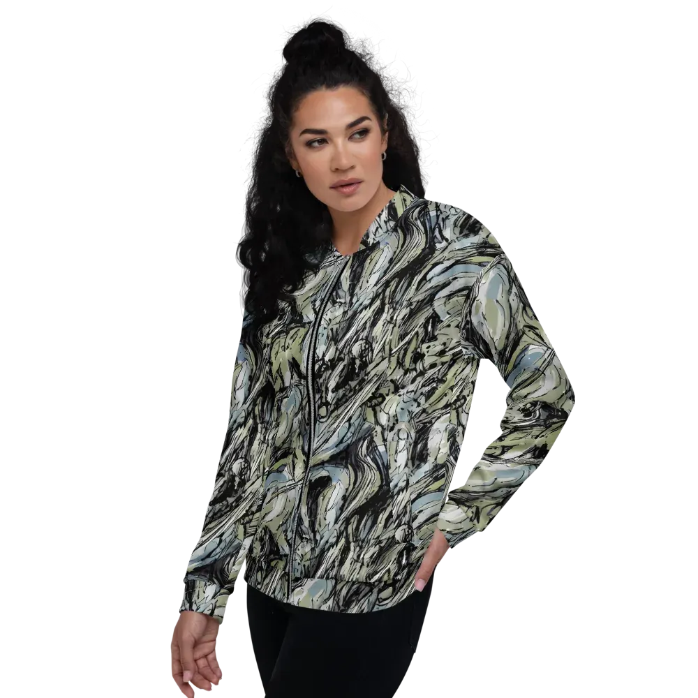 Marble Nocturne on Bomber Jacket — Left