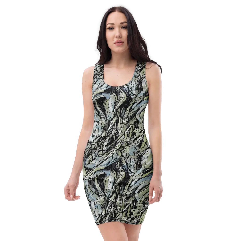 Marble Nocturne on Bodycon Dress — Front