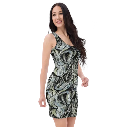 Marble Nocturne on a Bodycon Dress
