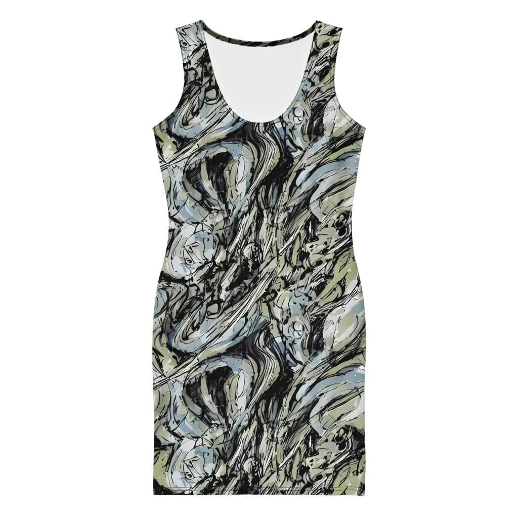 Marble Nocturne on Bodycon Dress — Front