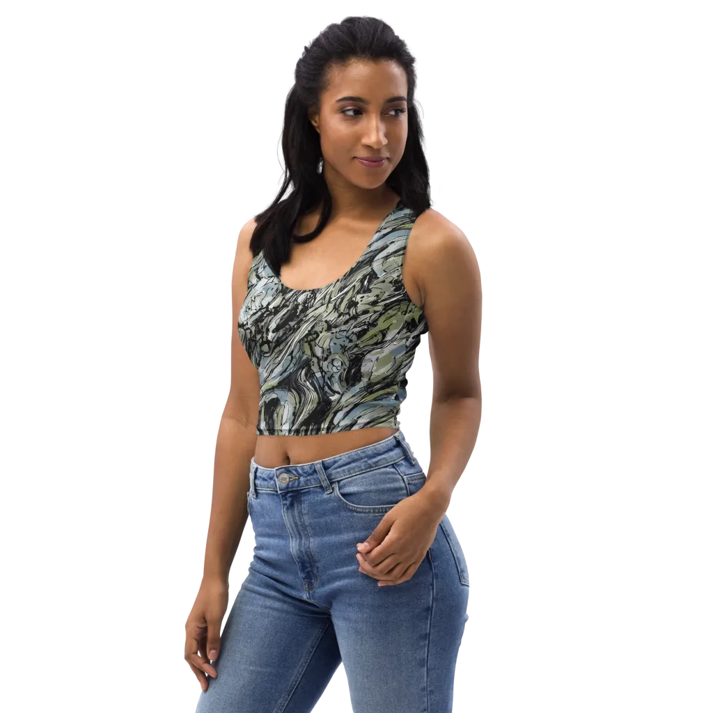 Marble Nocturne on Crop Top — Left Front