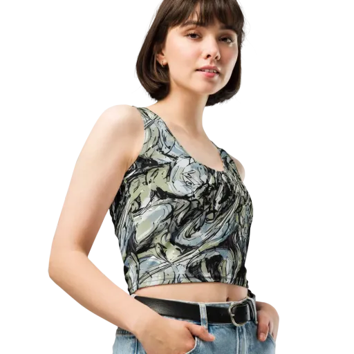 Marble Nocturne on a Crop Top