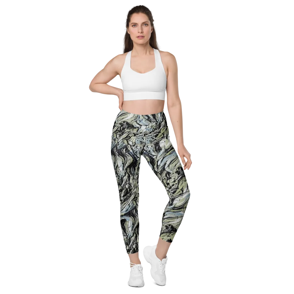 Marble Nocturne on Leggings with Pockets — Front