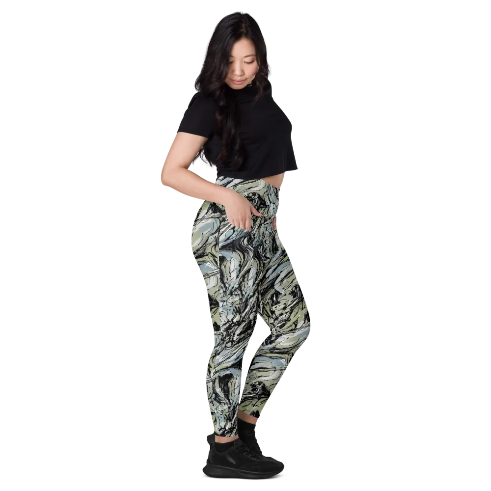 Marble Nocturne on Leggings with Pockets — Right
