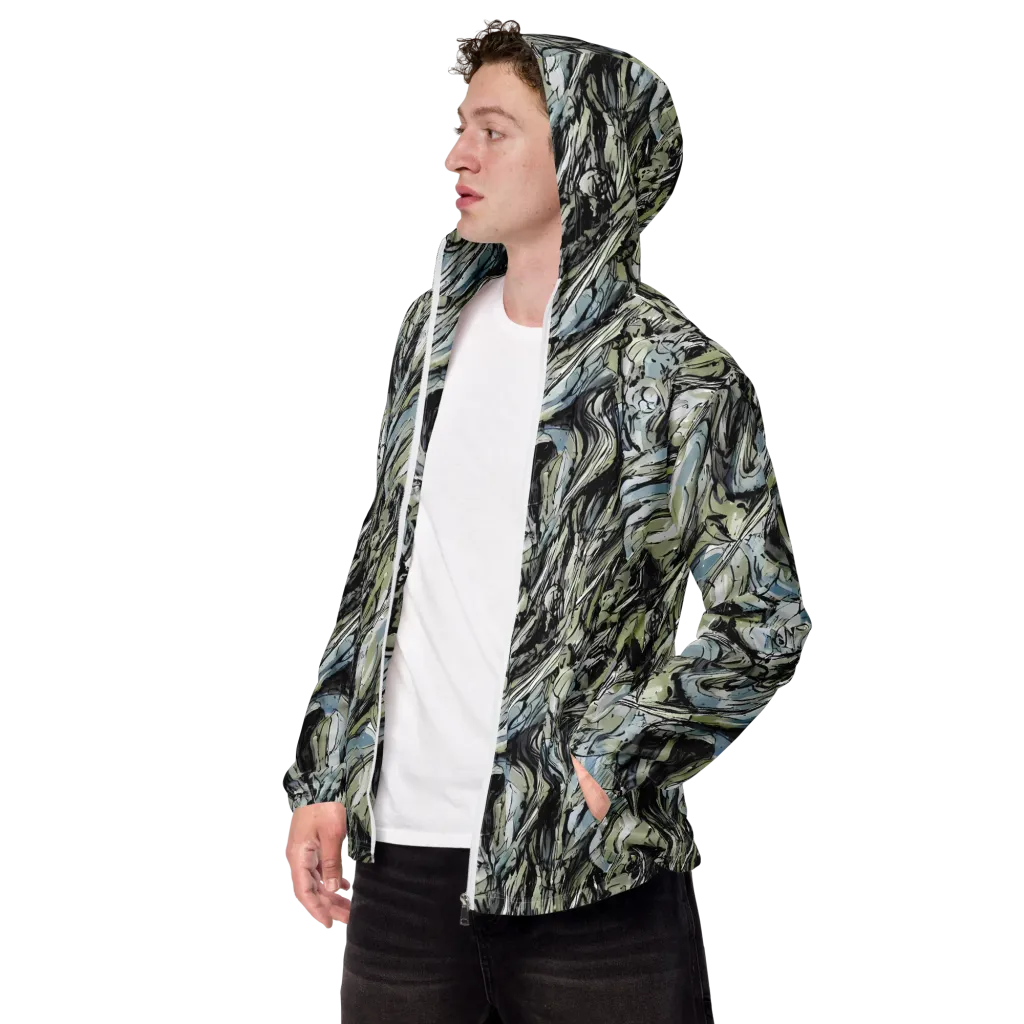 Marble Nocturne on Men's Windbreaker — Left Front