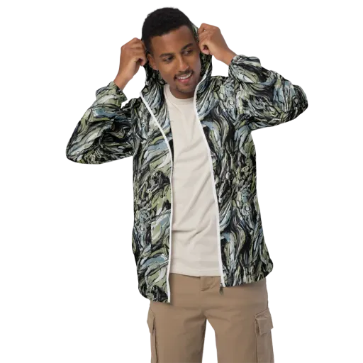 Marble Nocturne on a Men's Windbreaker