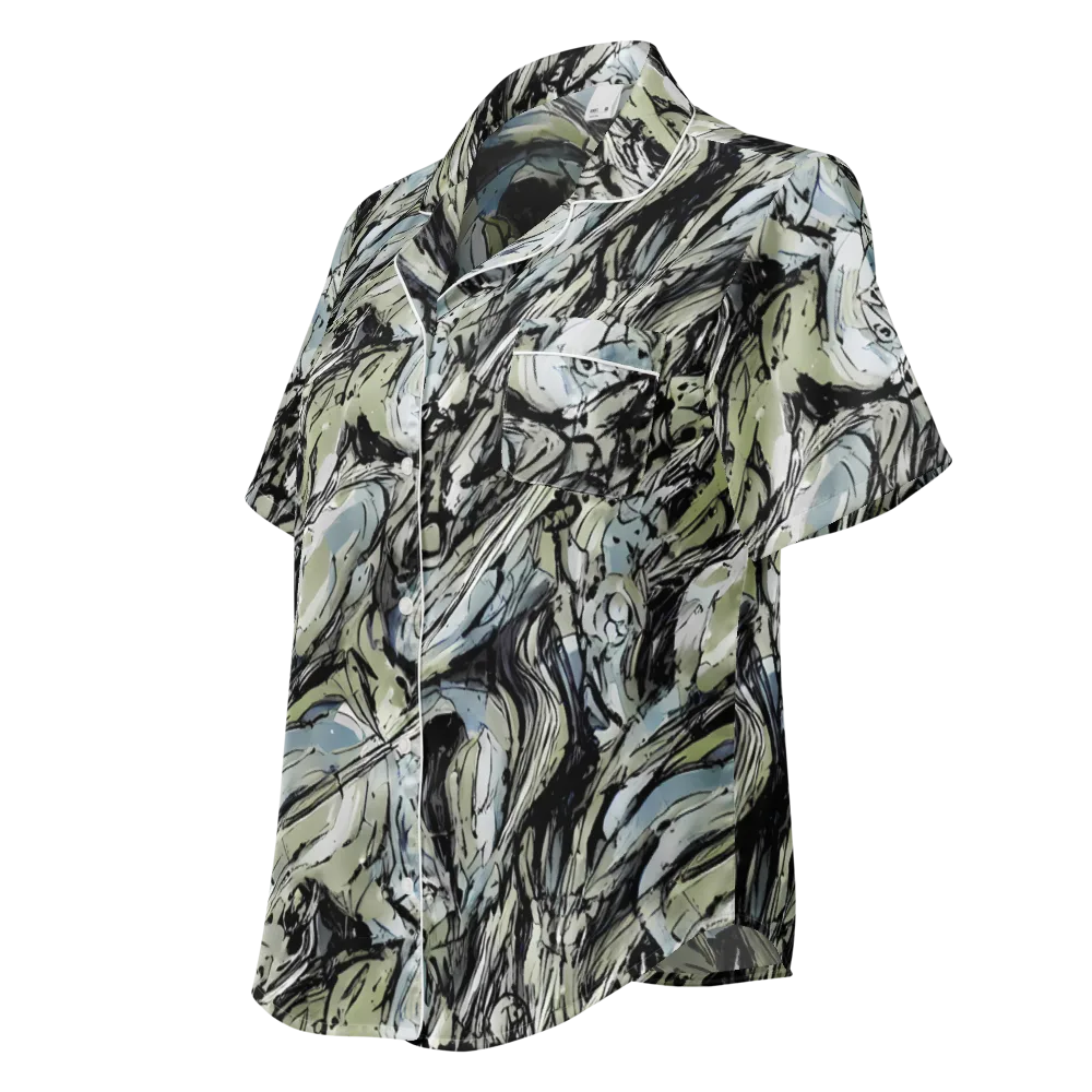 Marble Nocturne on Women's Short Sleeve Pajama Top — Left Front