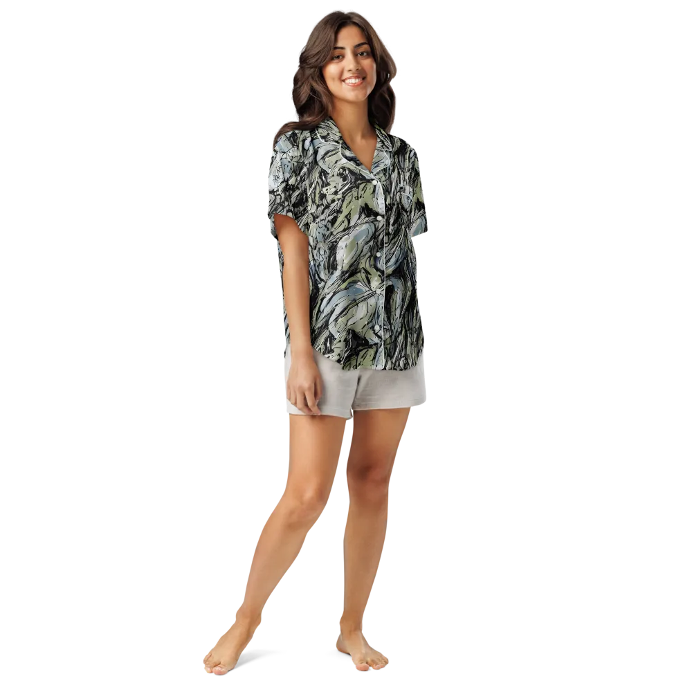 Marble Nocturne on Women's Short Sleeve Pajama Top — Front