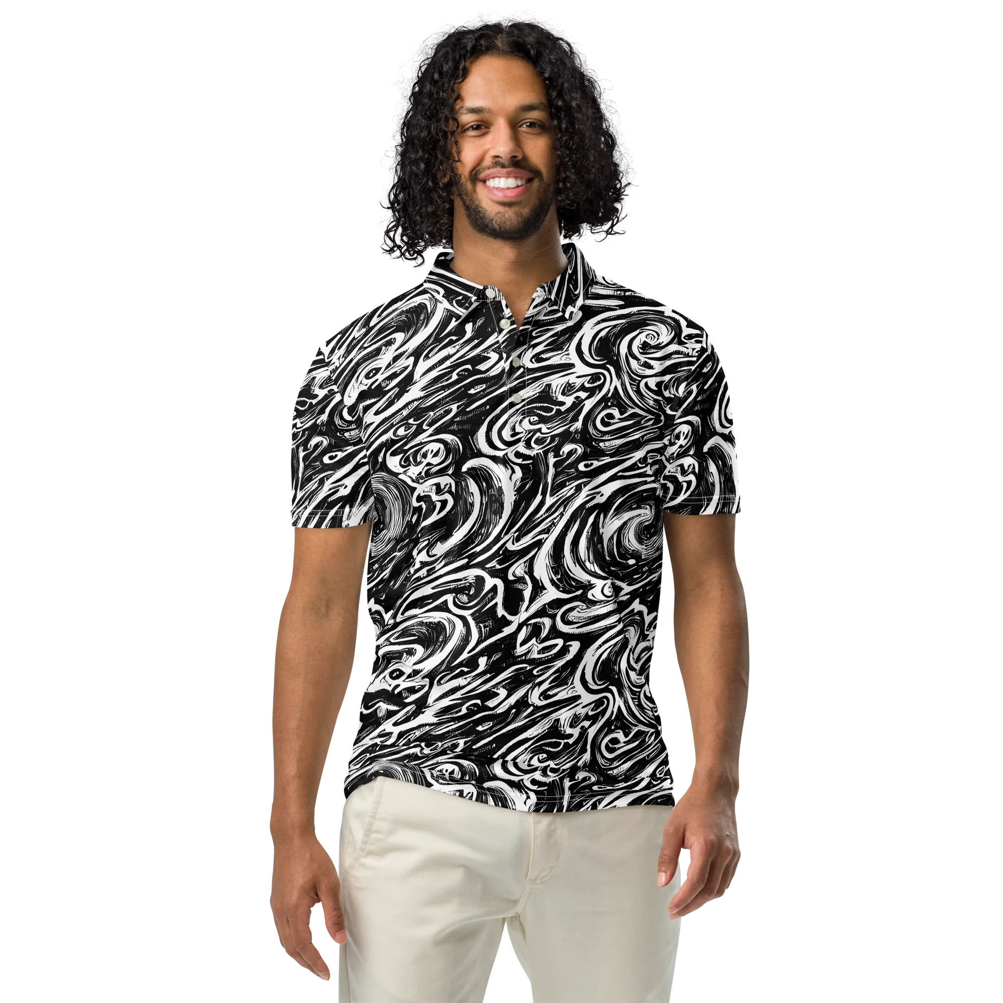 Blackwater Frenzy on Men's Slim Fit Polo Shirt — Front