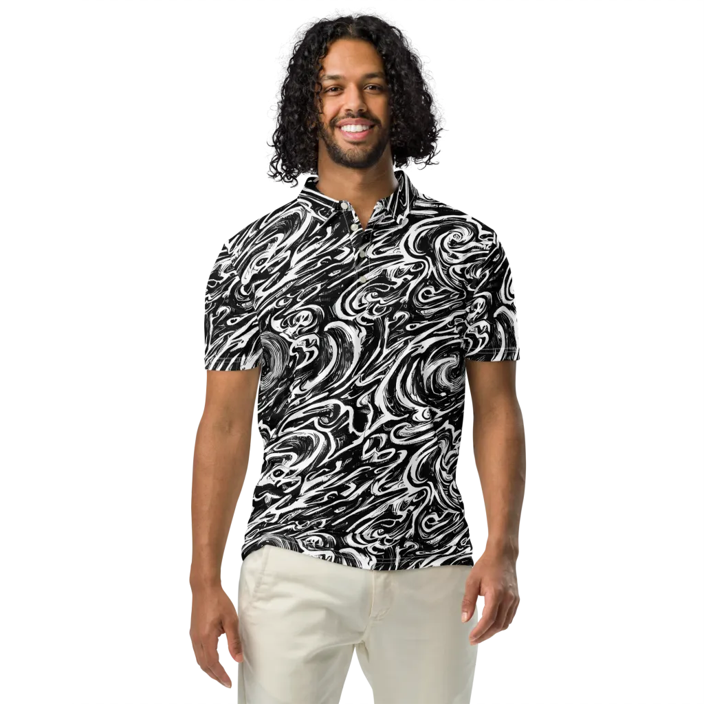 Blackwater Frenzy on Men's Slim Fit Polo Shirt — Front