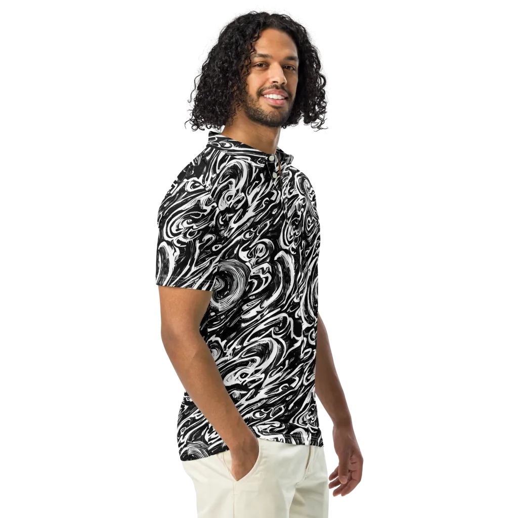 Blackwater Frenzy on Men's Slim Fit Polo Shirt — Right Front
