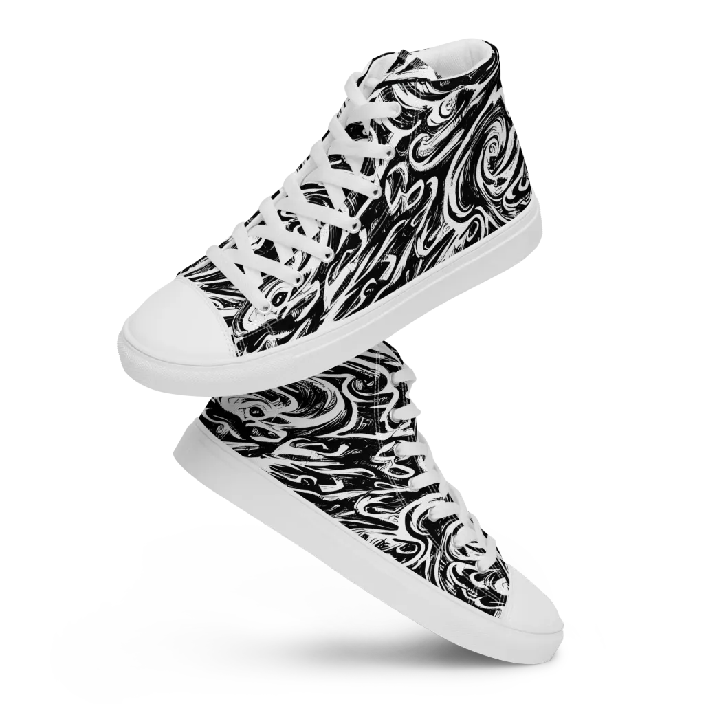 Blackwater Frenzy on Men's High Top Canvas Shoes — Front