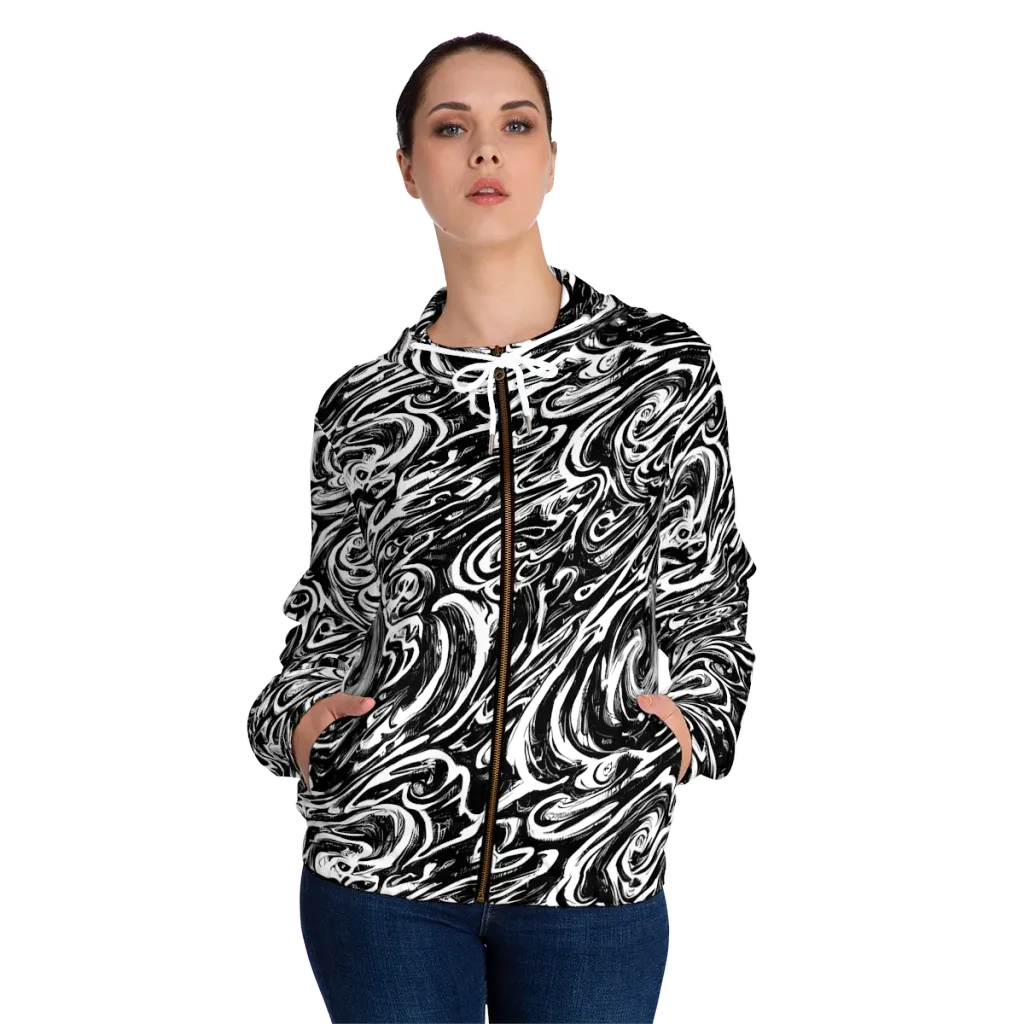 Blackwater Frenzy on Women's Full-Zip Hoodie — Front On Person