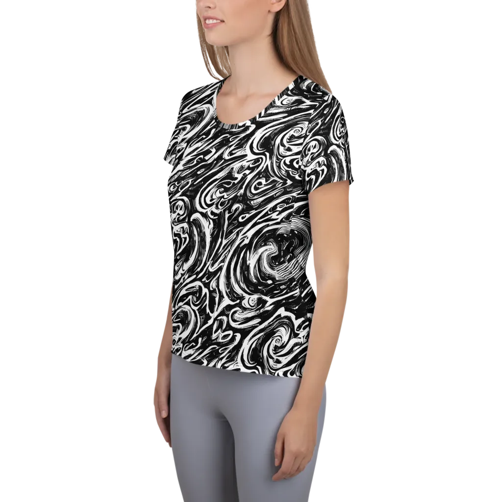 Blackwater Frenzy on Women's Athletic T-Shirt — Left
