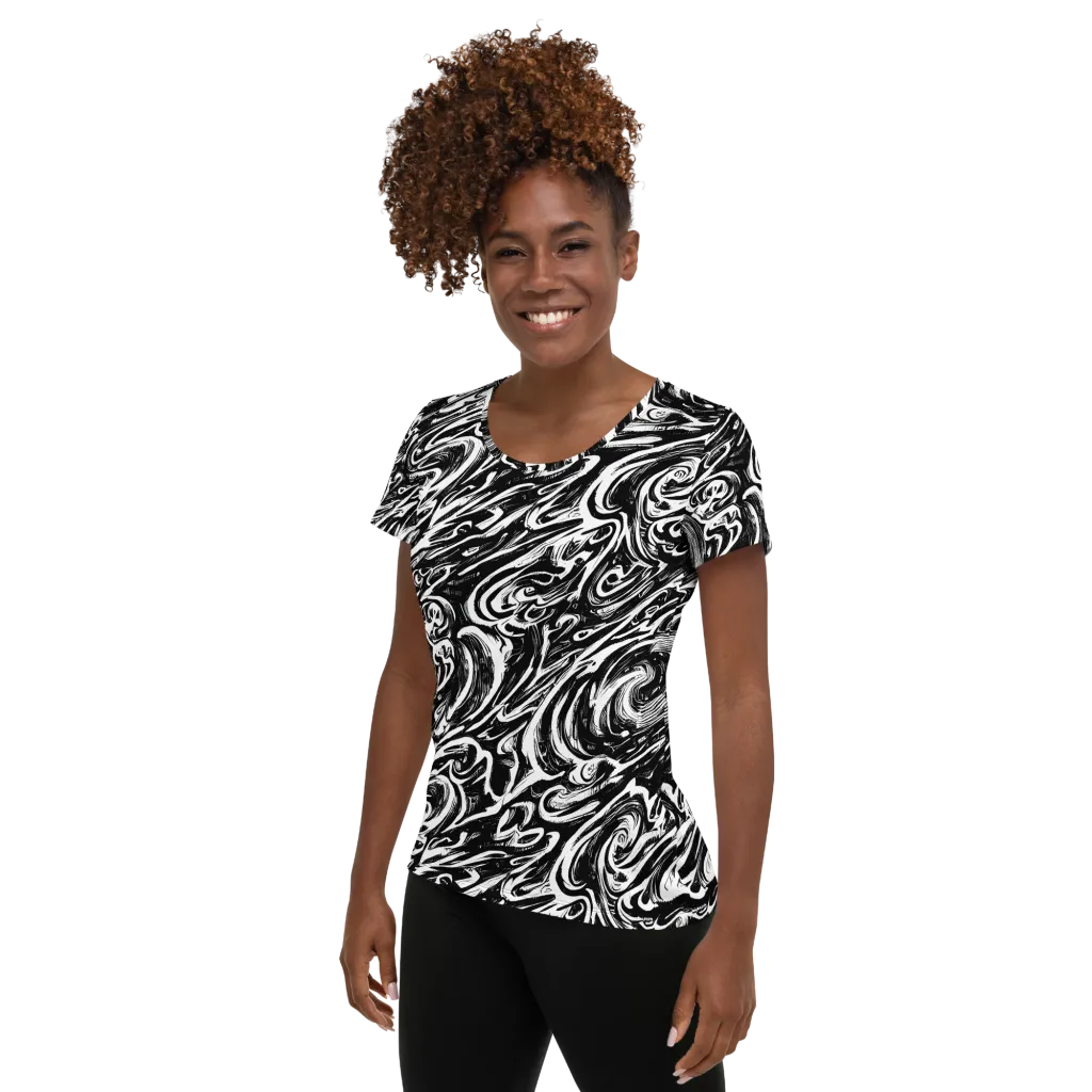 Blackwater Frenzy on Women's Athletic T-Shirt — Left