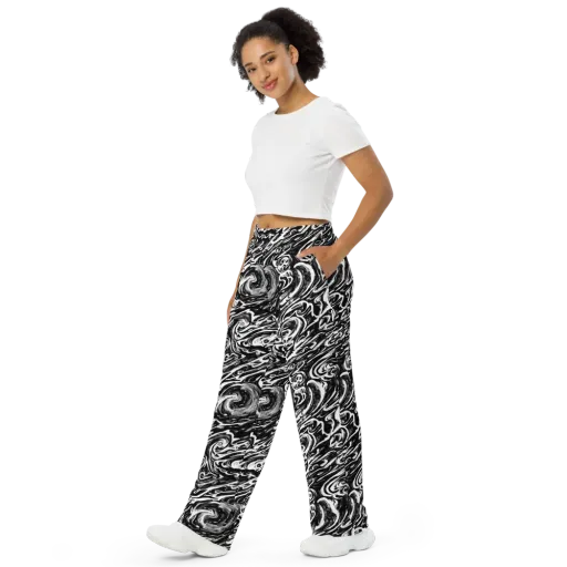 Blackwater Frenzy on a Wide-Leg Pants