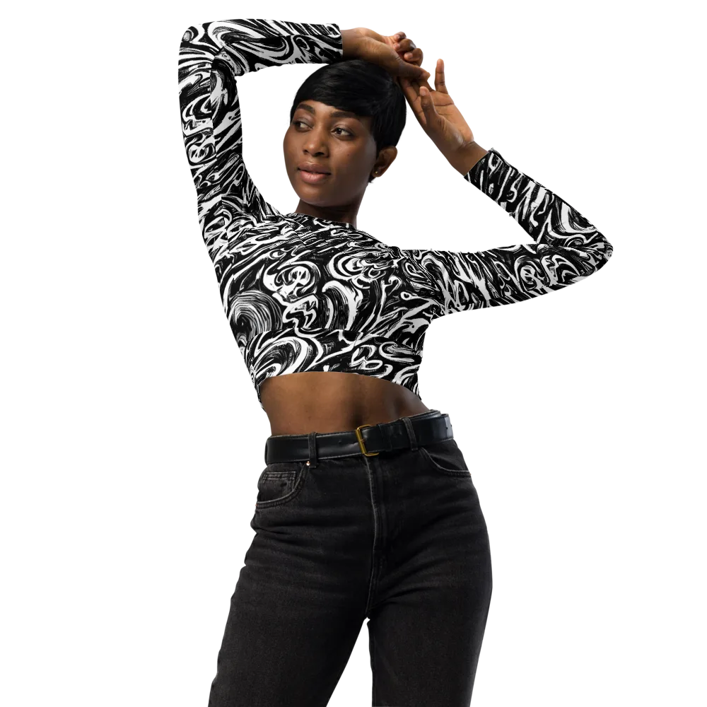 Blackwater Frenzy on Long Sleeve Crop Top — Front