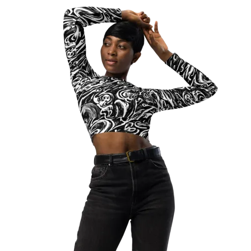Blackwater Frenzy on a Long Sleeve Crop Top