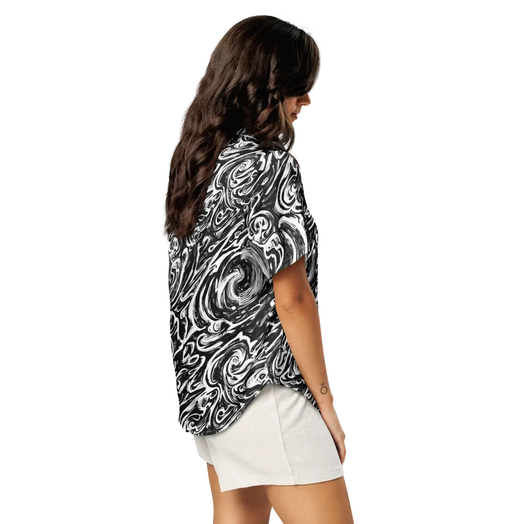 Blackwater Frenzy on Women's Short Sleeve Pajama Top — Right Back