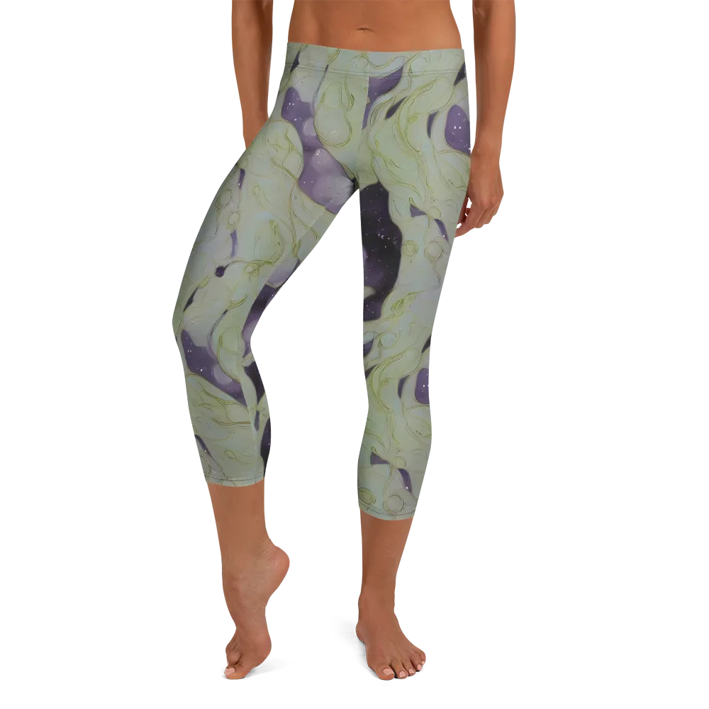 Sage Galaxy on Capri Leggings — Front