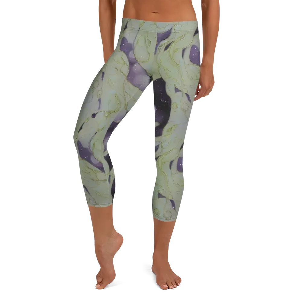 Sage Galaxy on Capri Leggings — Front