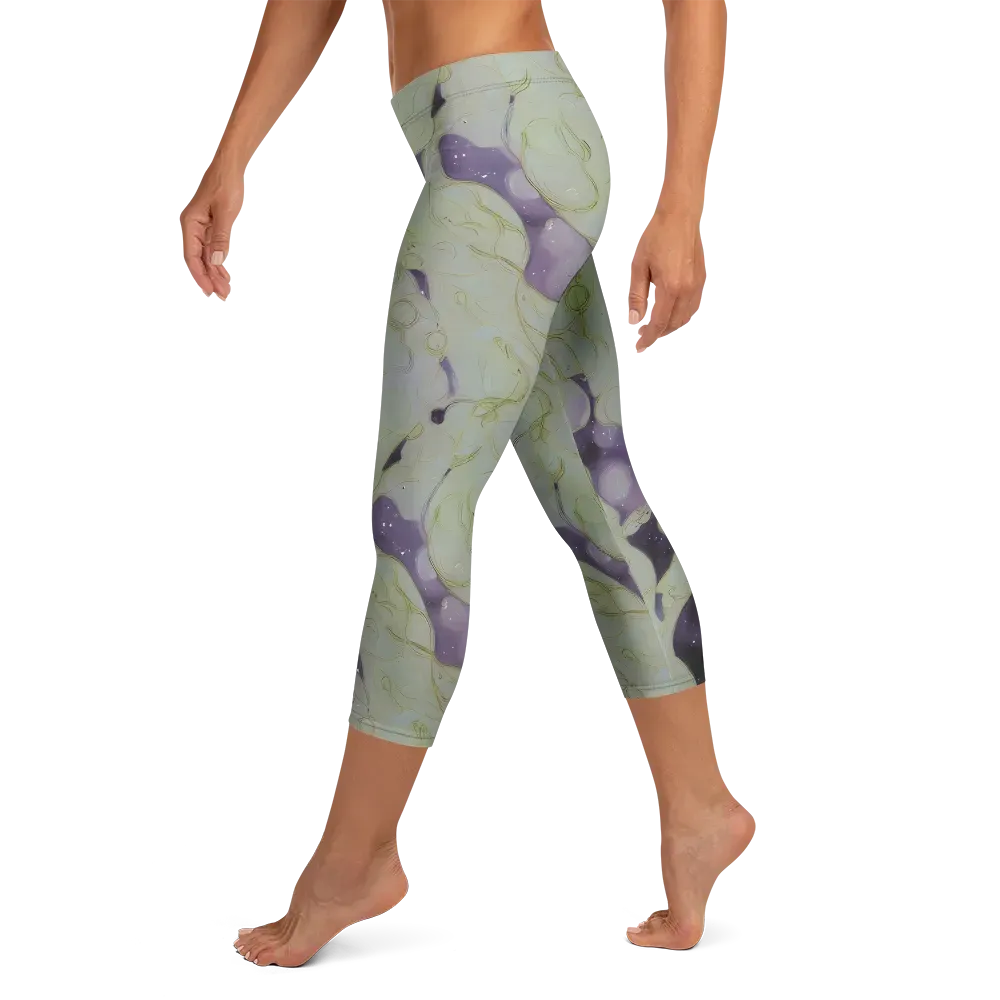 Sage Galaxy on Capri Leggings — Left