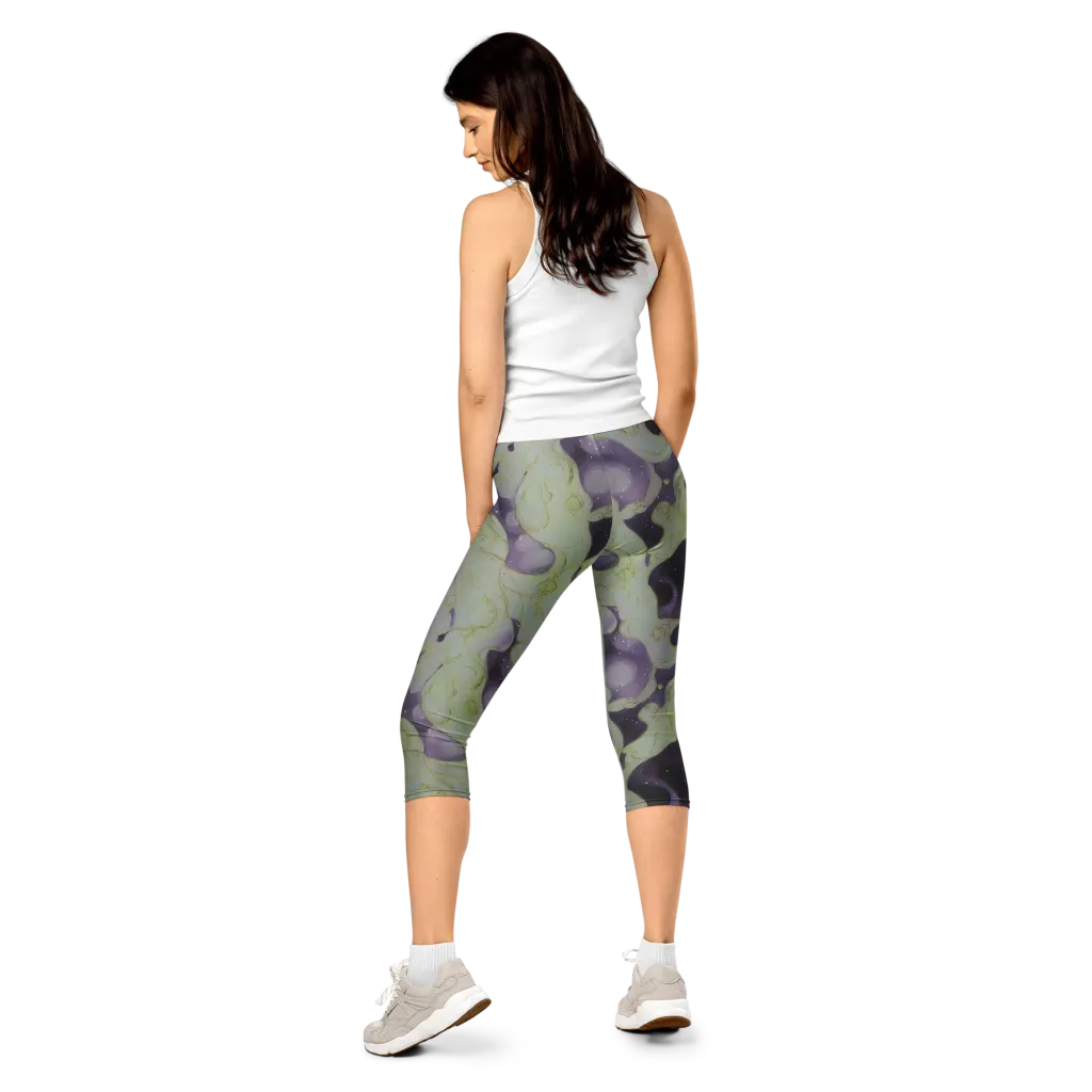 Sage Galaxy on Capri Leggings — Back