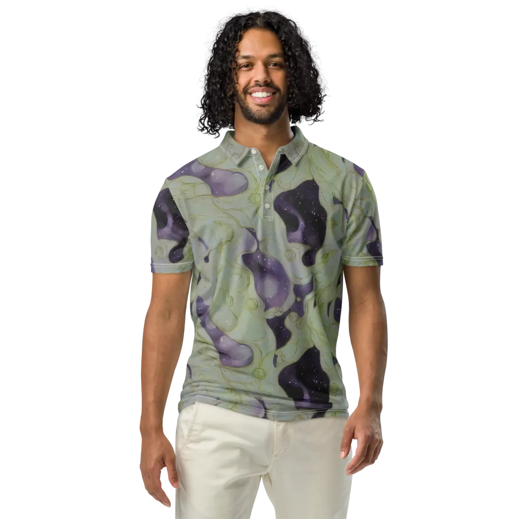 Sage Galaxy on Men's Slim Fit Polo Shirt — Front