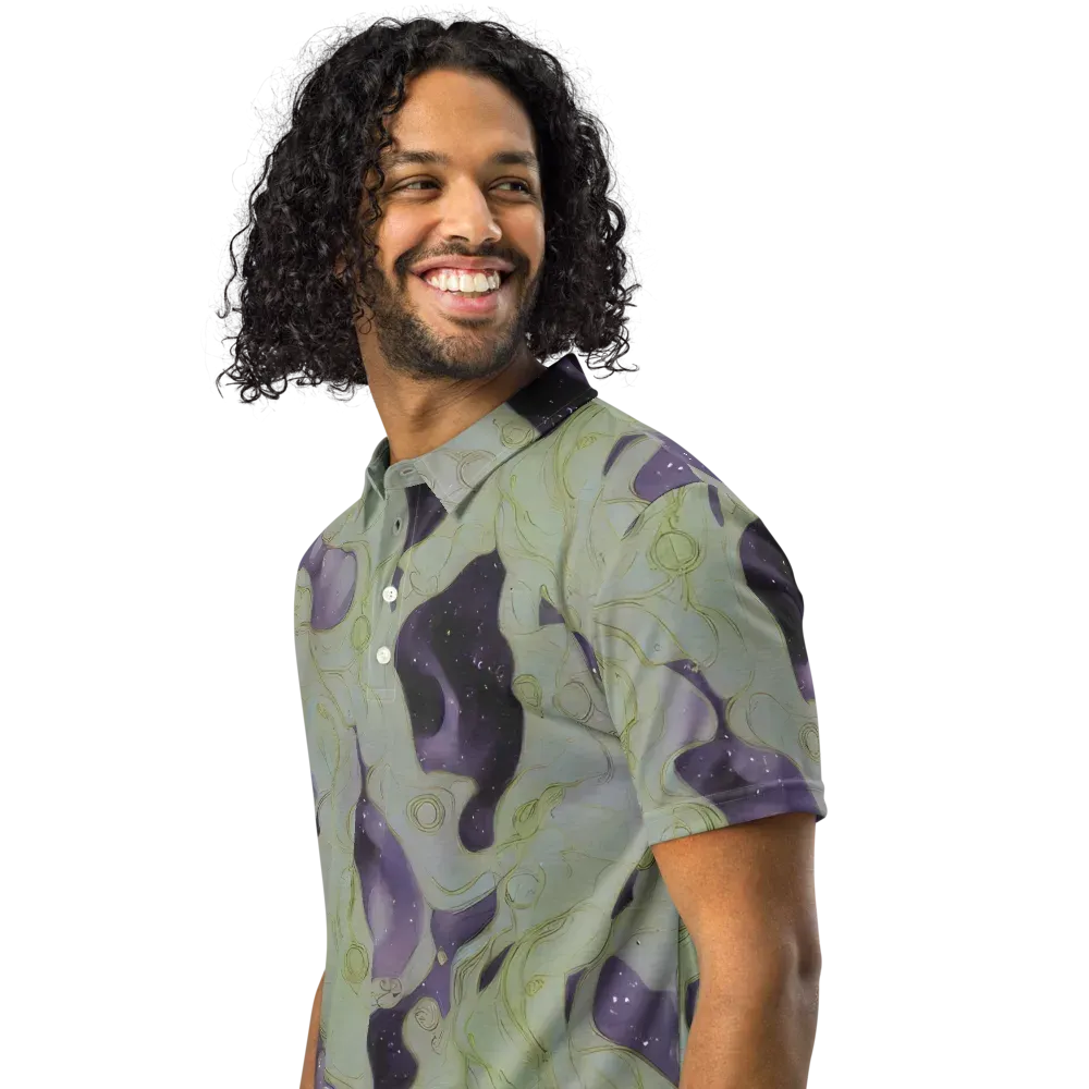 Sage Galaxy on Men's Slim Fit Polo Shirt — Left Front