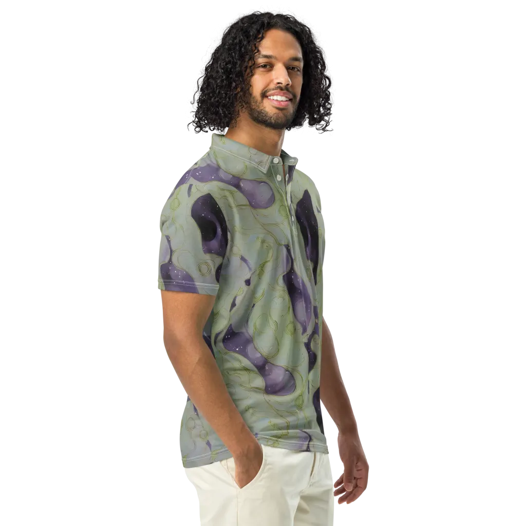 Sage Galaxy on Men's Slim Fit Polo Shirt — Right Front