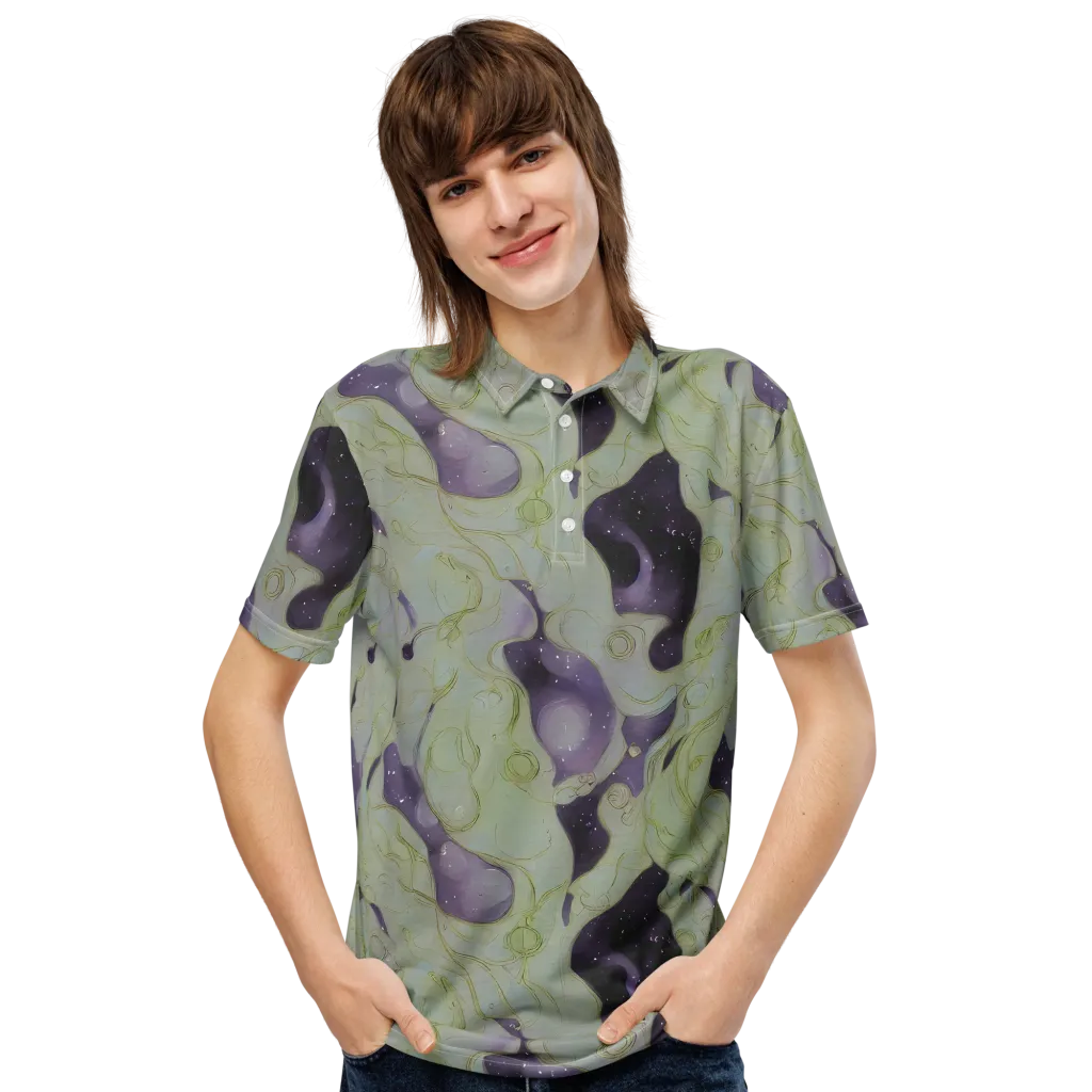 Sage Galaxy on Men's Slim Fit Polo Shirt — Front