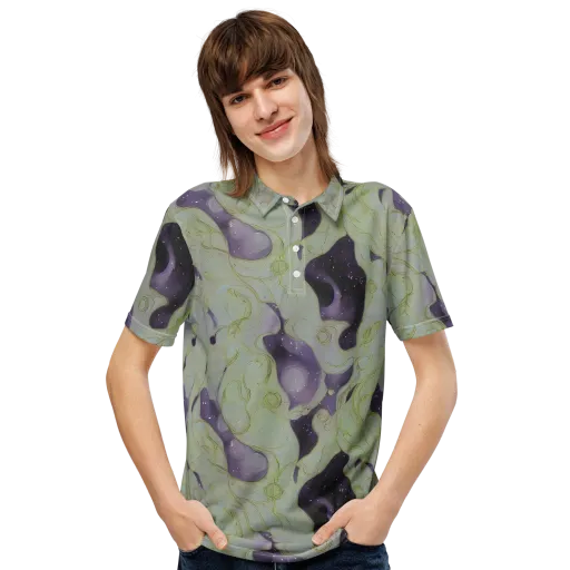 Sage Galaxy on a Men's Slim Fit Polo Shirt