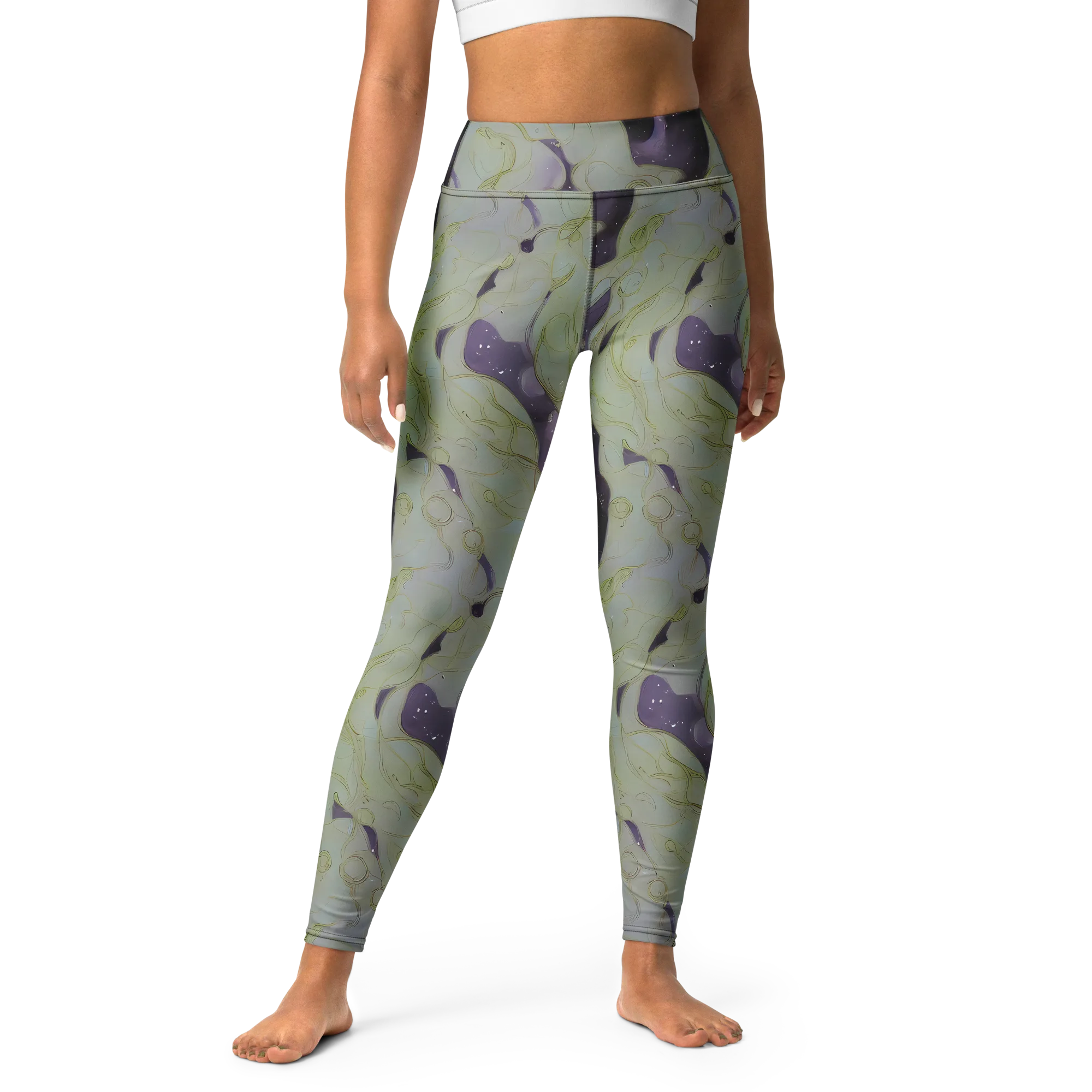 Sage Galaxy on Yoga Leggings — Front