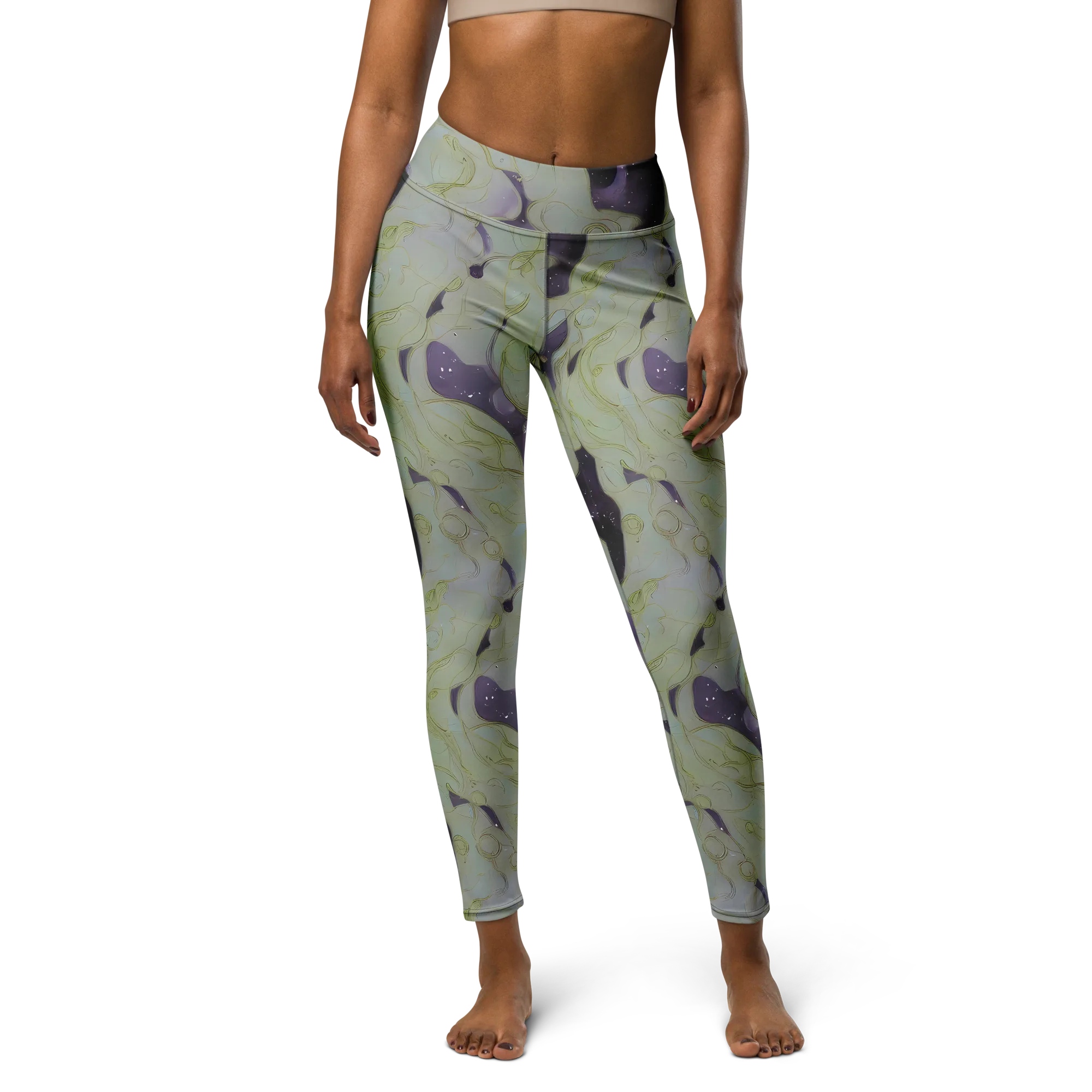 Sage Galaxy on Yoga Leggings — Front