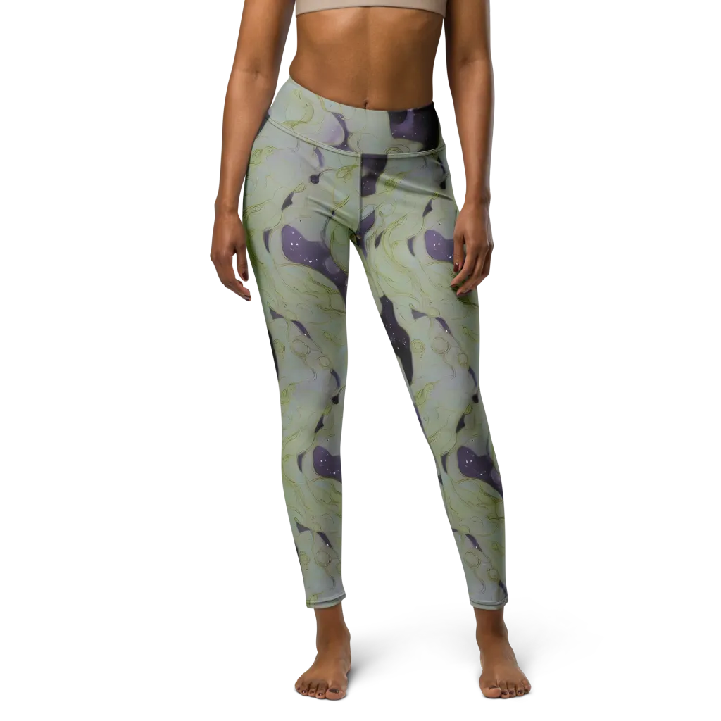 Sage Galaxy on Yoga Leggings — Front