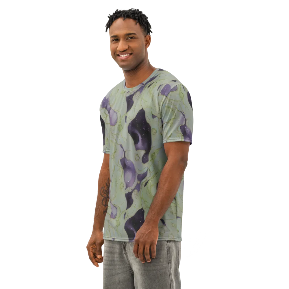 Sage Galaxy on Men's Cotton Crew Neck T-Shirt — Left Front
