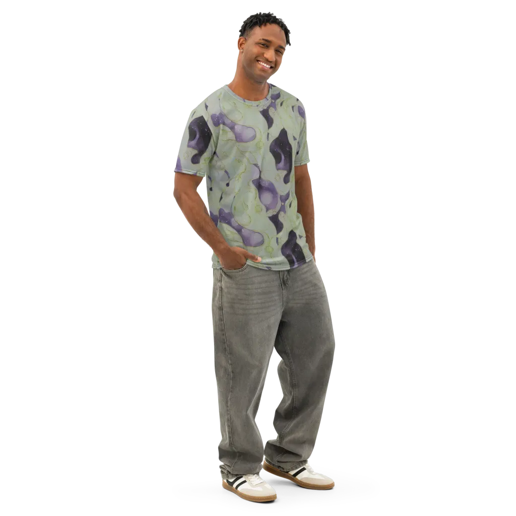 Sage Galaxy on Men's Cotton Crew Neck T-Shirt — Right Front