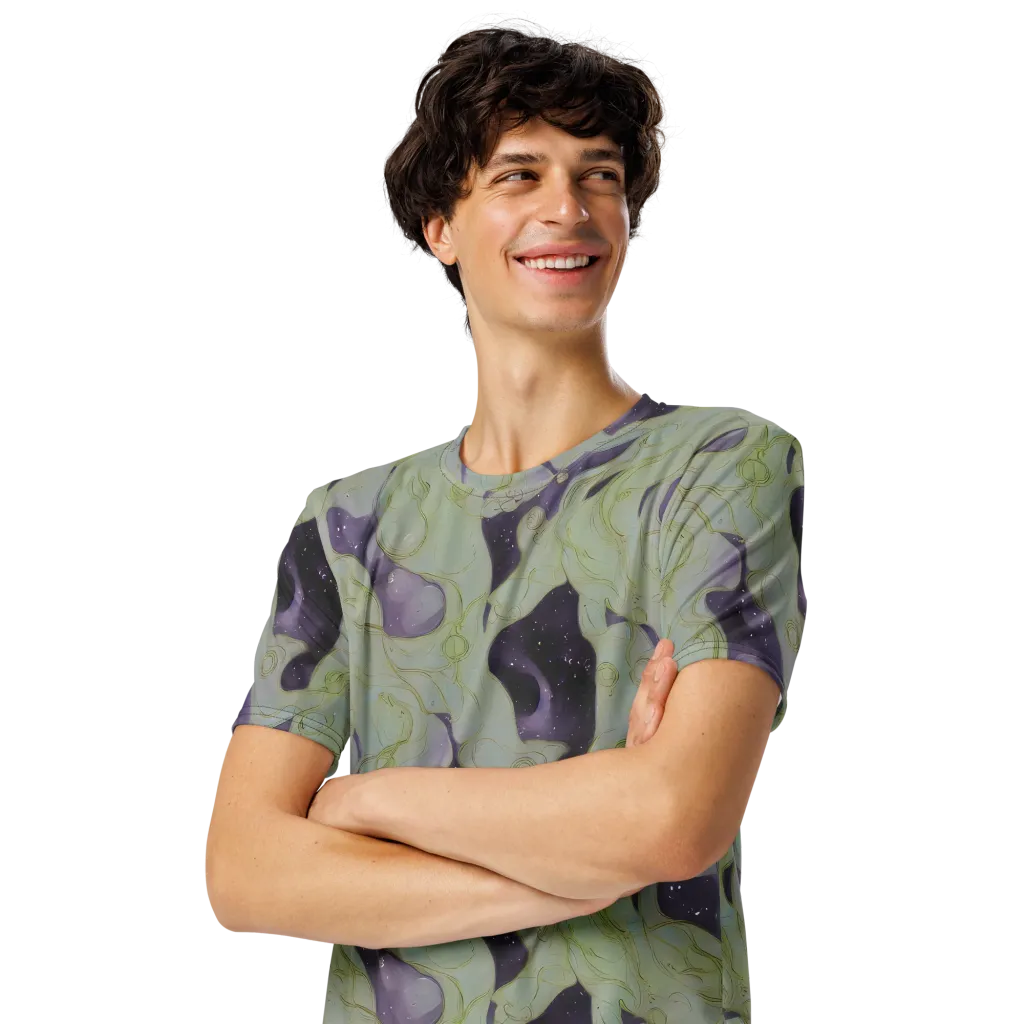 Sage Galaxy on Men's Crew Neck T-Shirt — Left Front
