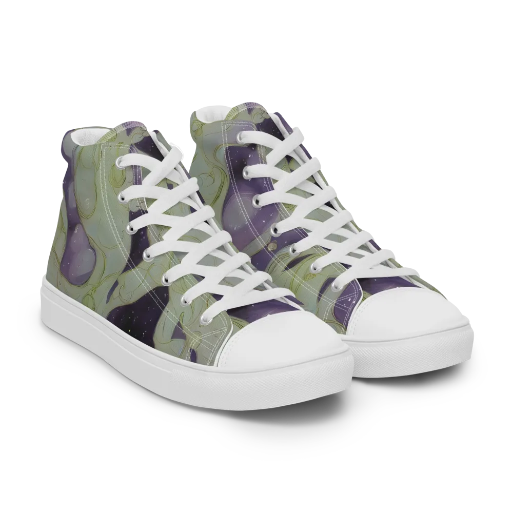Sage Galaxy on Men's High Top Canvas Shoes — Right Front