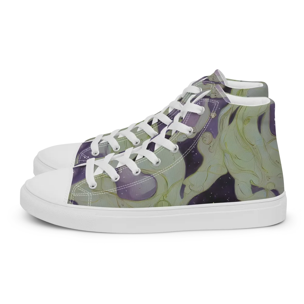 Sage Galaxy on Men's High Top Canvas Shoes — Left