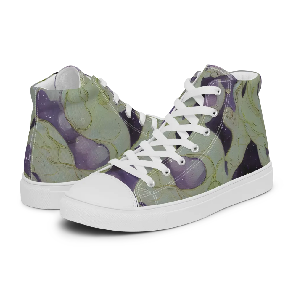 Sage Galaxy on Men's High Top Canvas Shoes — Left