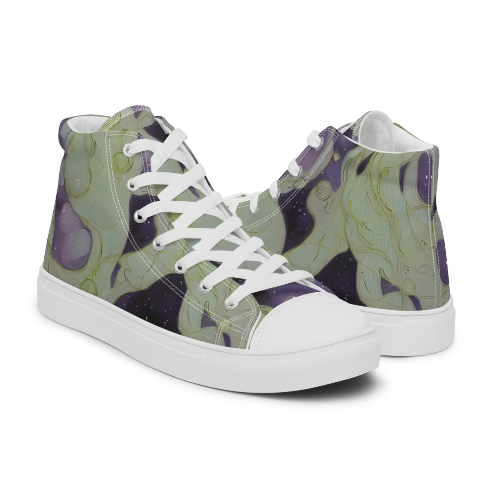 Sage Galaxy on Men's High Top Canvas Shoes — Right